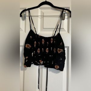 Black flower fashion nova spaghetti strap crop top size L